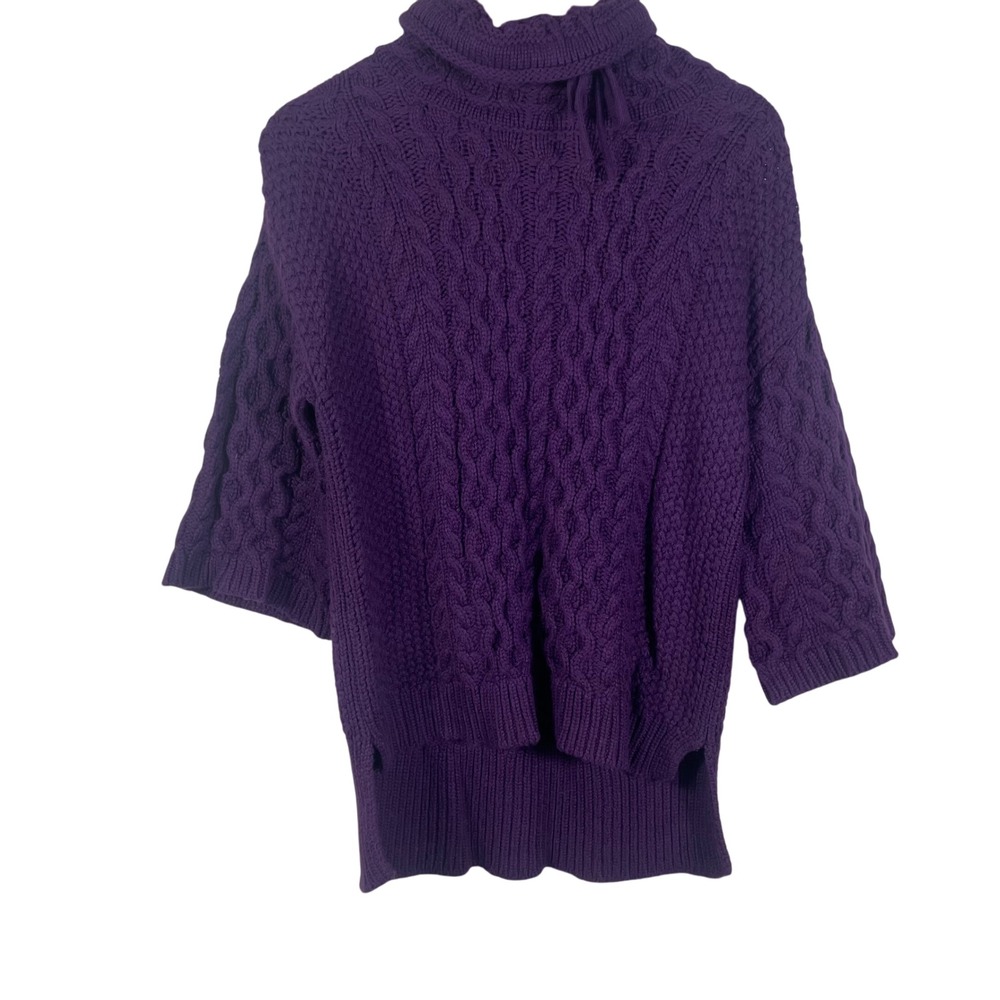 Per Se by Carlisle Purple Cable Knit Merino Wool Blend Turtleneck Sweater‎ Small